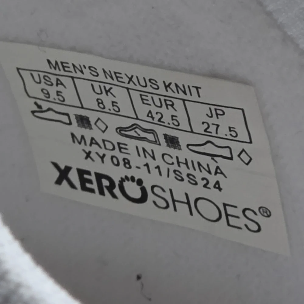 Xero Shoes Nexus Knit Mens 9.5 White Barefoot Minimalist Athletic Running